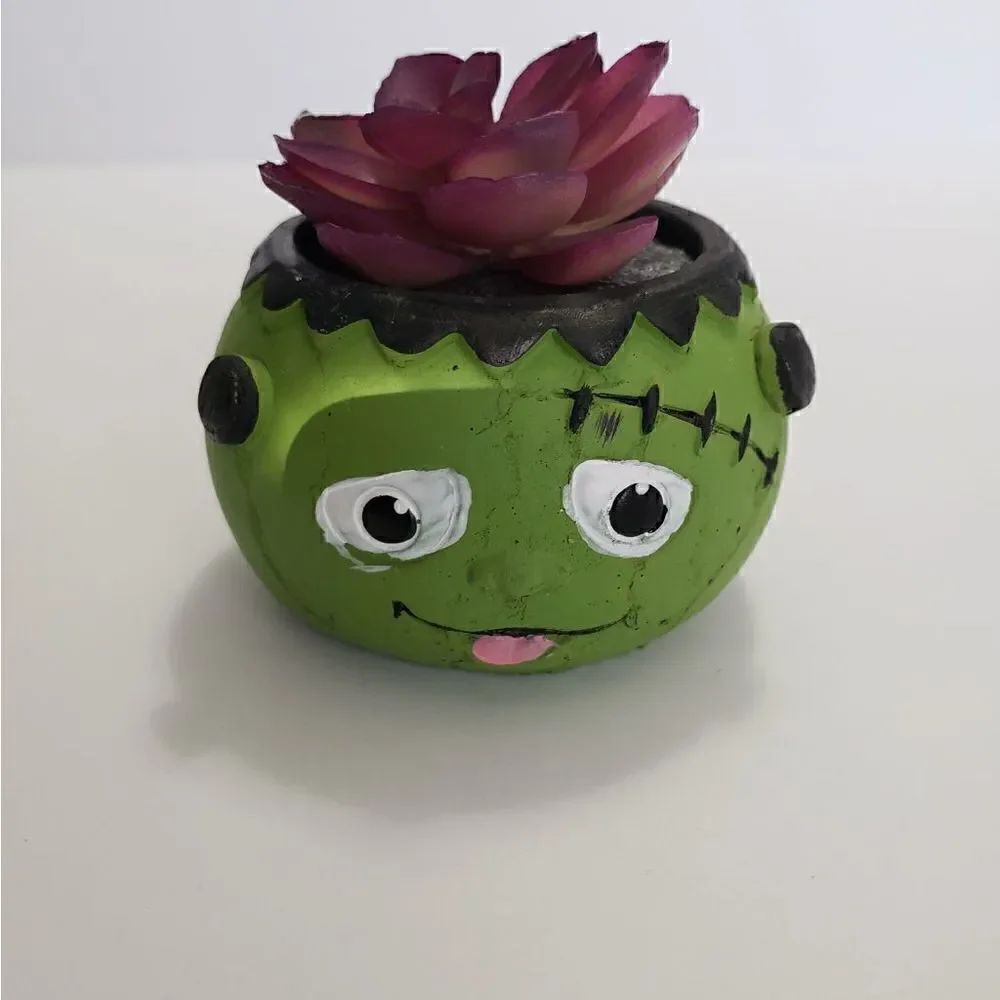3 For $15 Frankinstein Ceramic Faux Succulent Planter